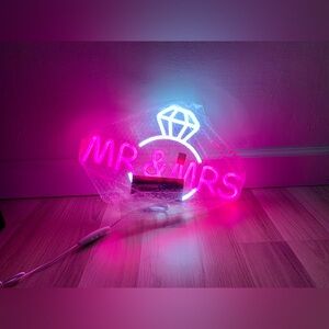 Wedding sign neon sign Mr &  Mrs bride and groom bachelorette bridal shower